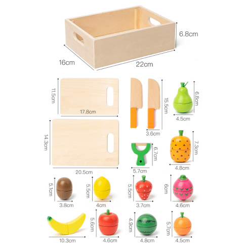 Развивающий сюжетно-ролевой набор деревянных 3D продуктов для нарезки с разделочной доской «Готовим Фруктовый Салат» | Игрушки для детской кухни фото 5